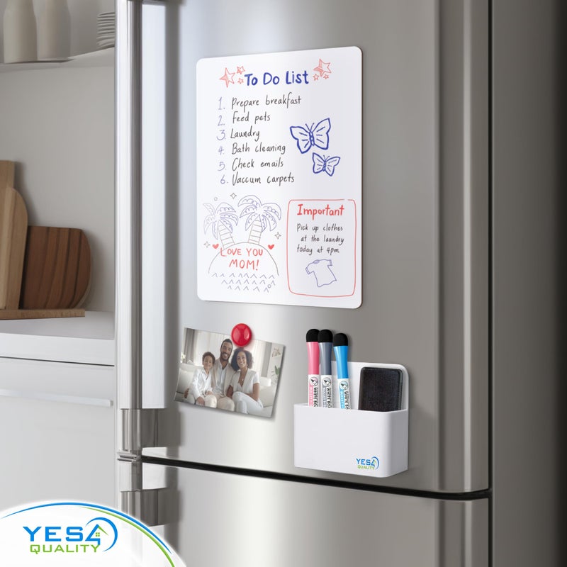 YES4QUALITY Magnetic Pen Holder with Strong Magnetic Back & 2 Compartments, Dry Erase Marker Holder for Whiteboard, Fridge & Locker, White Pencil Holder - Image 5